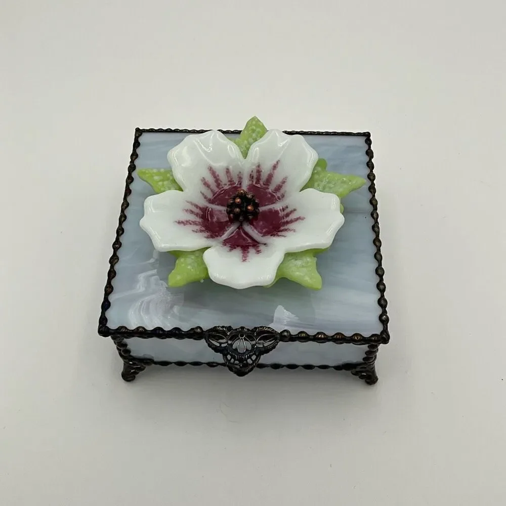 HANDCRAFTED Stained Glass Jewelry Box Keepsake Box